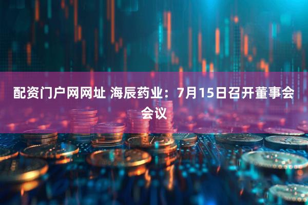 配资门户网网址 海辰药业：7月15日召开董事会会议